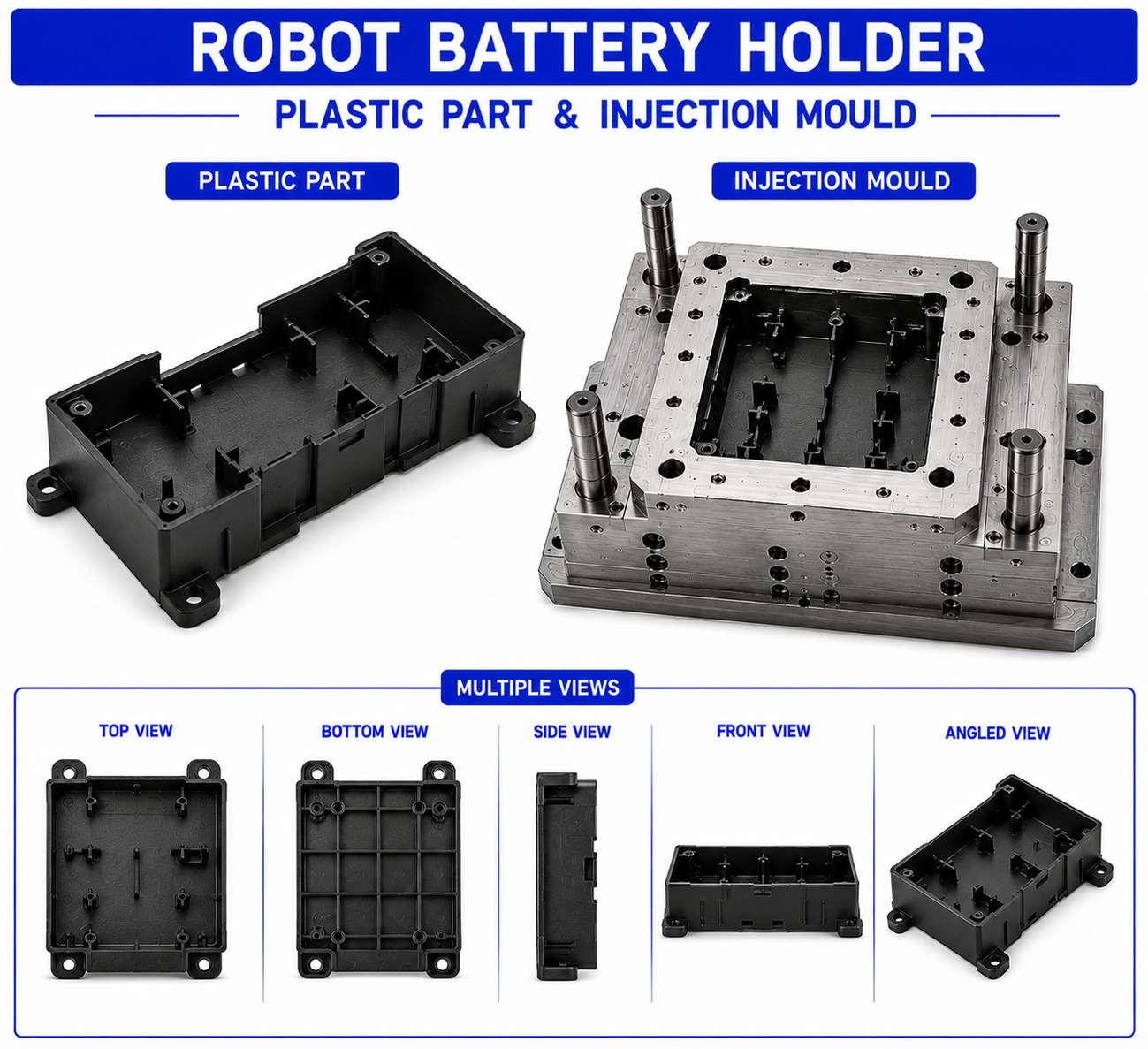 Robot Plastic Battery Holder Mould and Moulding Services